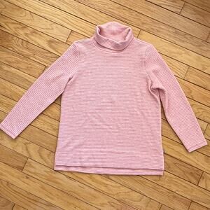 T by Talbots PETITE Large Turtleneck Pink Waffle Sportswear Athleisure